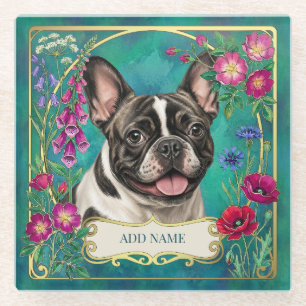 Dessous-de-verre En Verre Tapisserie personnalisée pour Bouledogue français