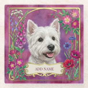 Dessous-de-verre En Verre Tapisserie personnalisée pour chien West Highland