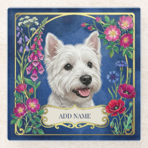 Dessous-de-verre En Verre Tapisserie personnalisée pour chien West Highland