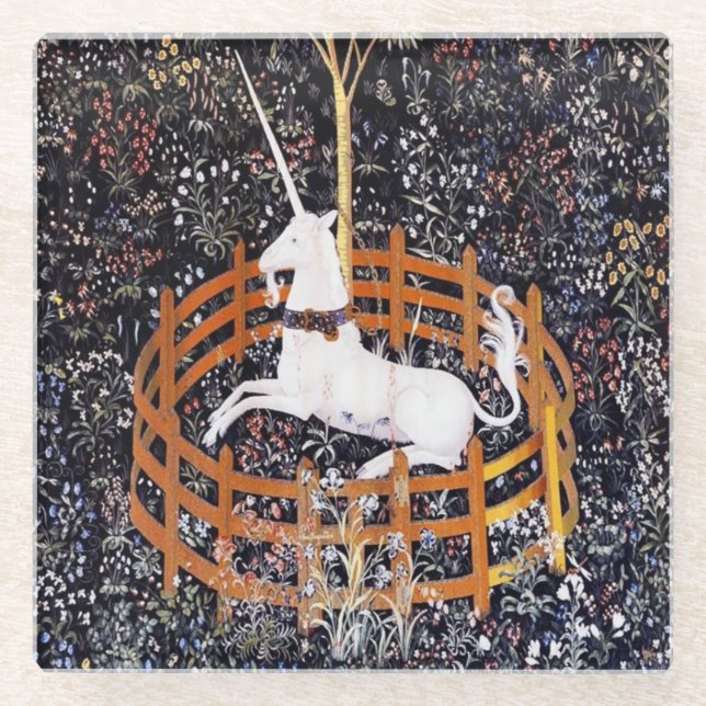 Dessous-de-verre En Verre Tapisserie Unicorne #7 (Devant)