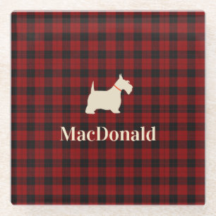 Dessous-de-verre En Verre Tartan écossais Scotty personnalisé
