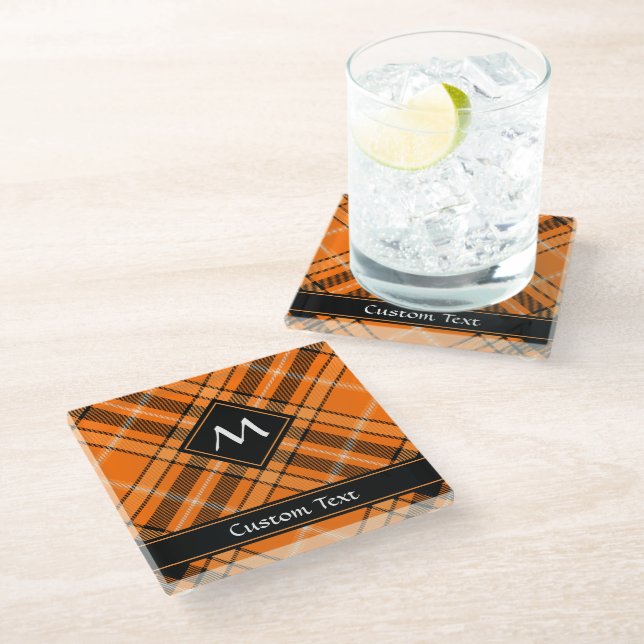 Dessous-de-verre En Verre Tartan orange d'Halloween (Incliné)