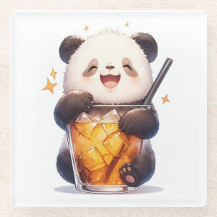 Dessous-de-verre En Verre Tasse de thé en forme de panda mignon Panda Boba