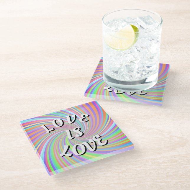 Dessous-de-verre En Verre Tasse en verre Love Is Love Pride (Incliné)