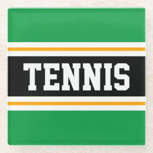 Dessous-de-verre En Verre TENNIS Sporty Bright Black Racing Stripes