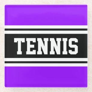 Dessous-de-verre En Verre TENNIS Sporty Violet Violet Noir Brillant