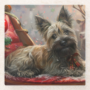 Dessous-de-verre En Verre Térrier Skye de Noël Fêtard