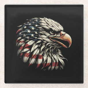 Dessous-de-verre En Verre Tête d'aigle chauve Drapeau américain USA Patrioti