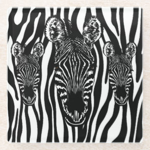 Dessous-de-verre En Verre Tête Zebra unique sur Zebra Print
