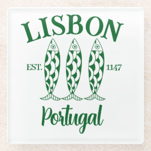 Dessous-de-verre En Verre Texte portugais personnalisé vert