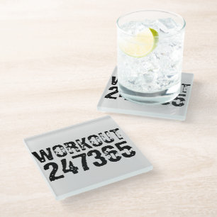 Dessous-de-verre En Verre Texte usé et rayé Workout 247365 noir