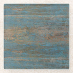 Dessous-de-verre En Verre Texture de bois de plage bleue