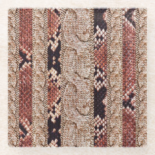 Dessous-de-verre En Verre Texture de vêtement, motif de serpent géométrique.