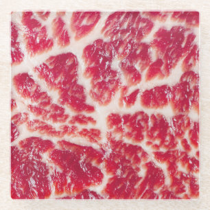 Dessous-de-verre En Verre Texture du steak de boeuf marbré Closeup