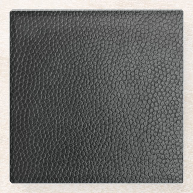 Dessous-de-verre En Verre Texture en cuir noir (Devant)