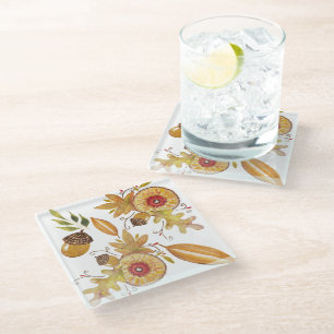 Dessous-de-verre En Verre Thanksgiving Fall Mood Aquarelle