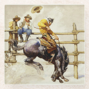 Dessous-de-verre En Verre "The Bucking Bronco" Par NC Wyeth