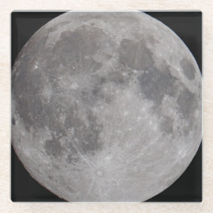 Dessous-de-verre En Verre Thème d'astronomie de Pleine lune ronde
