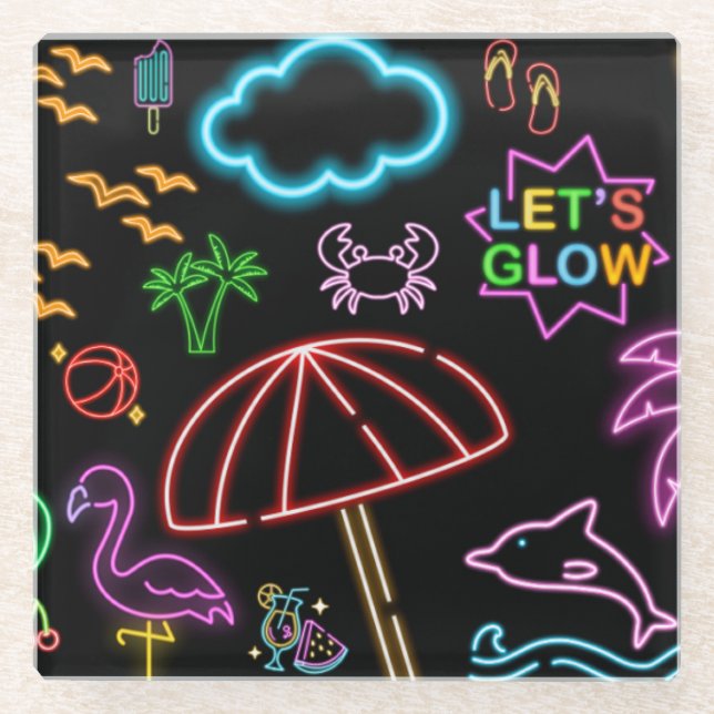 Dessous-de-verre En Verre Thème Été Neon (Devant)