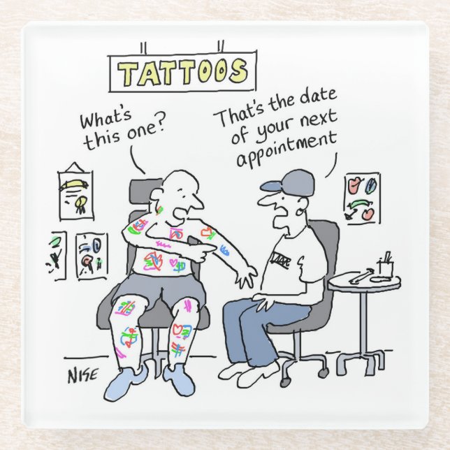 Dessous-de-verre En Verre Thème Tattoos Drôle Tattooïste (Devant)
