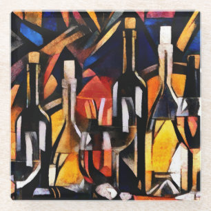 Dessous-de-verre En Verre Thèmes du vin : Bouteilles et raisins