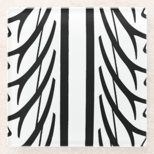 Dessous-de-verre En Verre Tire Texture Motif Abstrait en noir et blanc