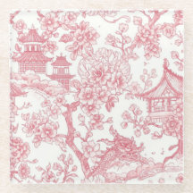 Toile de chinoiserie rose dragon fleur de cerisier