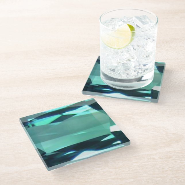 Dessous-de-verre En Verre Topaze bleue 4 (Incliné)