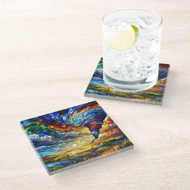 Dessous-de-verre En Verre Tornado coloré en verre tendu (Incliné)