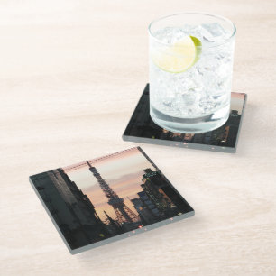 Dessous-de-verre En Verre Tour de Tokyo Sunrise 東 京 タ ワ ー 出 日 の