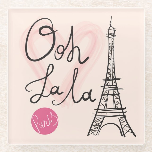 Dessous-de-verre En Verre Tour Eiffel tiré par la main (Devant)