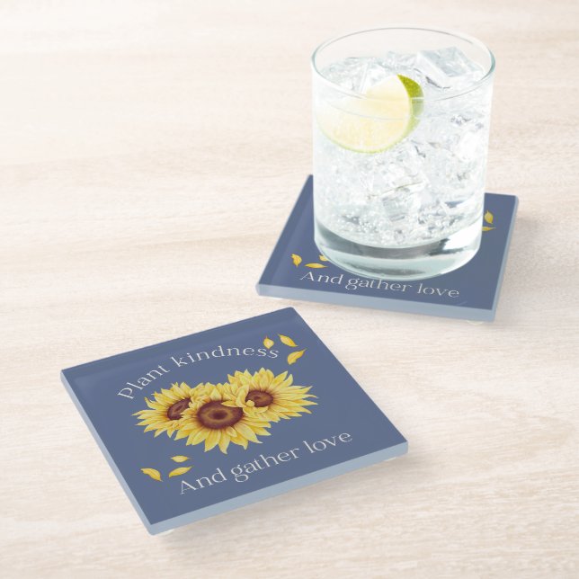 Dessous-de-verre En Verre Tournesol Avec Dessous de verre Devis (Incliné)