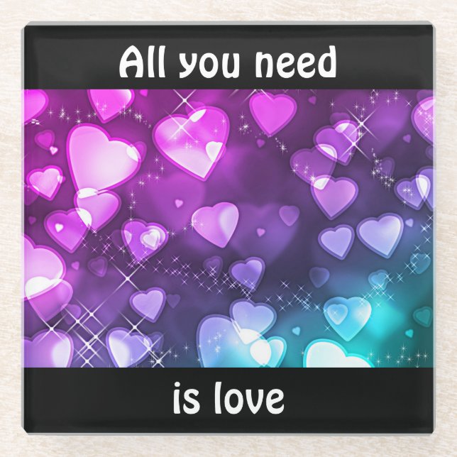 Dessous-de-verre En Verre Tout ce dont vous avez besoin est Love Glass Desso (Devant)