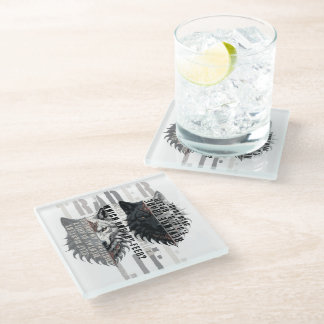Dessous-de-verre En Verre Trader life | Wolf | Both sides