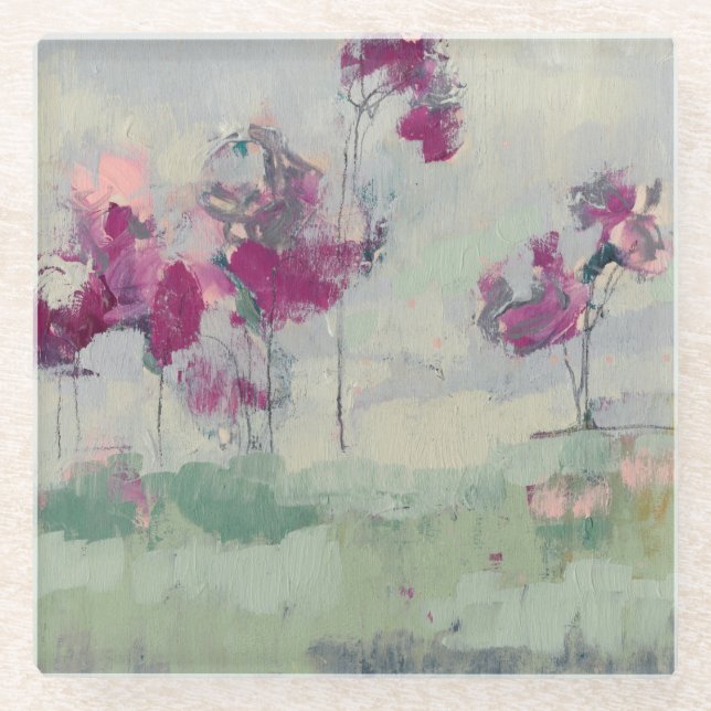 Dessous-de-verre En Verre Treeline Fuchsia (Devant)