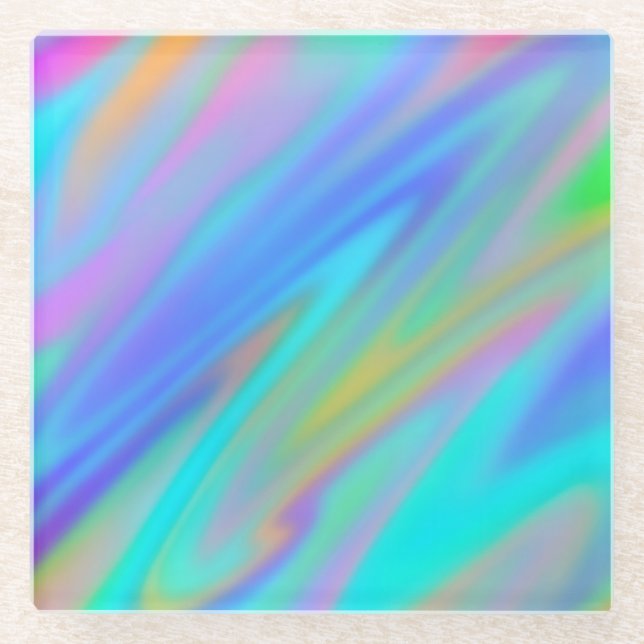 Dessous-de-verre En Verre Trendy luxury green blue purple faux holographic (Devant)