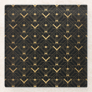 Dessous-de-verre En Verre Triangle Art Déco : Motif de luxe.