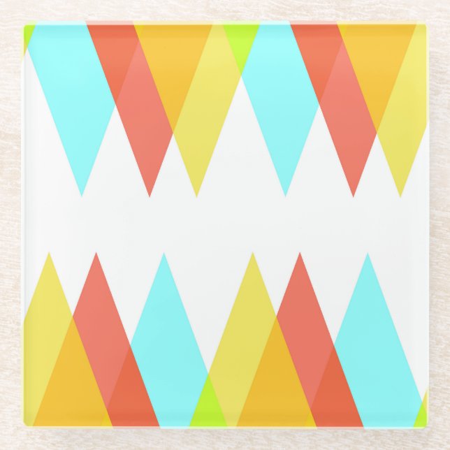 Dessous-de-verre En Verre Triangles jaunes, rouges et bleus cadets (Devant)