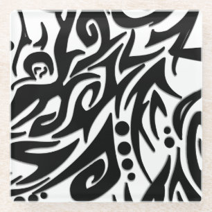 Dessous-de-verre En Verre Tribal noir Abstrait