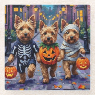 Dessous-de-verre En Verre Trick-or-Treat Halloween Dandie Dinmont Terrier