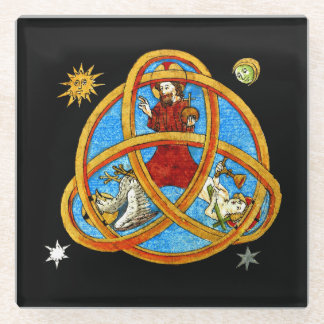 Dessous-de-verre En Verre Trinité médiévale Dieu, Jésus et Saint-Esprit