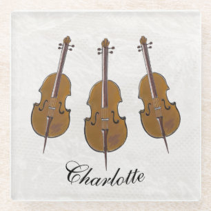 Dessous-de-verre En Verre Trio Cello personnalisé