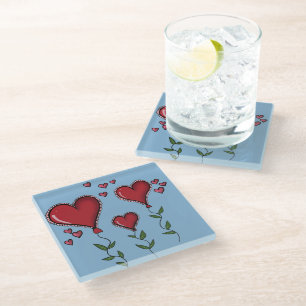Dessous-de-verre En Verre Trois cœurs mignons