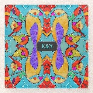 Dessous-de-verre En Verre Tropical Lovebird Colorful Glass Carreaux personna