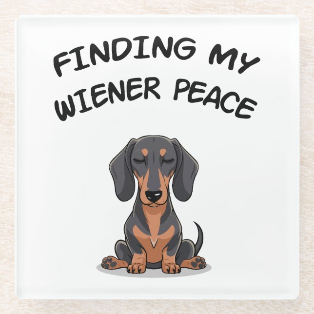 Dessous-de-verre En Verre Trouver mon cadeau Wiener Peace Funny Dachshund (Devant)
