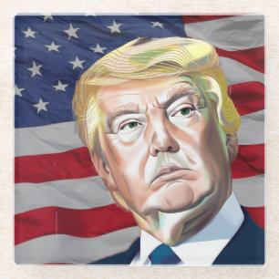 Dessous-de-verre En Verre Trump 45e Président des États-Unis - Don