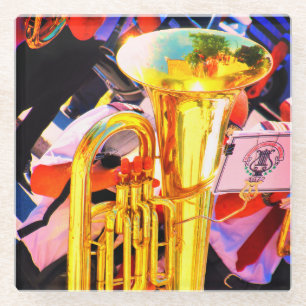 Dessous-de-verre En Verre Tuba brillant en perspective inclinée Fanfare