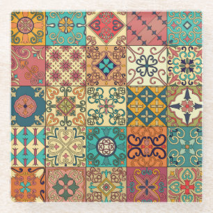 Dessous-de-verre En Verre Tuiles portugaises : motif sans couture de style A