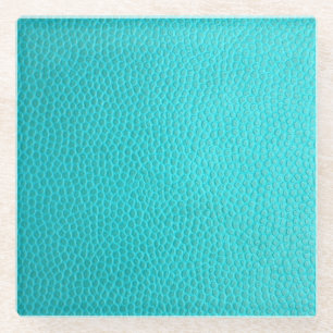 Dessous-de-verre En Verre Turquoise Faux Leather