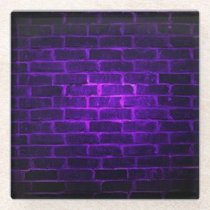 DESSOUS-DE-VERRE EN VERRE UN MUR EN BRIQUE DE NEON PURPLE SOMBRE